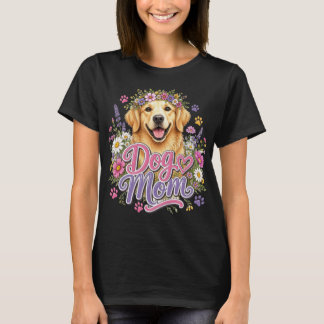 フラワールドッグラバーの水彩子犬デザイン Tシャツ