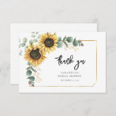 フラワール・ひまわり・ユーカリグリーン ブライダルシャワー サンキューカード (正面/裏面)