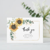 フラワール ひまわり ユーカリ グリーン ウェディング シャワー サンキューカード (スタンド正面)