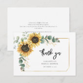 フラワール ひまわり ユーカリ グリーン ブライダルシャワー サンキューカード (正面/裏面)
