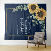 フラワール・ひまわり・ユーカリ・スクリプト・ブライダルシャワー タペストリー (インサイチュ(横))