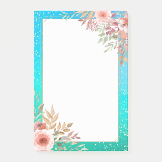 フラワール ウェディング シャワー ティール ゴールド コンフェッティ ポルカ ドット ポストイット (正面)