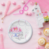 フラワール ウォーターカラーブライダルシャワー ペーパープレート (パーティー)