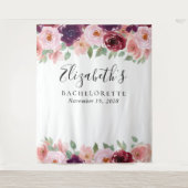 フラワール ウォーターカラー ブラッシュ バーガンディー ブライズ タペストリー (正面)