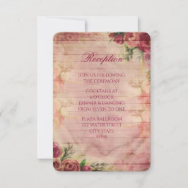 フラワール ウォーターカラー ローズ ウェディング レセプション カード