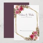 フラワール カシス パープル ホワイト ゴールド ウェディング ウィッシュ アドバイスカード (正面/裏面)