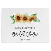 フラワール サンフラワー ウォーターカラー ブライダルシャワー ラージペーパーバッグ (正面)