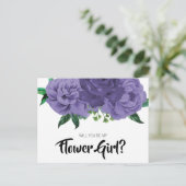 フラワール・バイオレット・パープル・ビー・マイ・フラワー・ガール・ポストカード インビテーションポストカード (スタンド正面)
