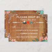 フラワール・多肉植物のラスティックウェディング出欠確認 出欠カード (正面/裏面)