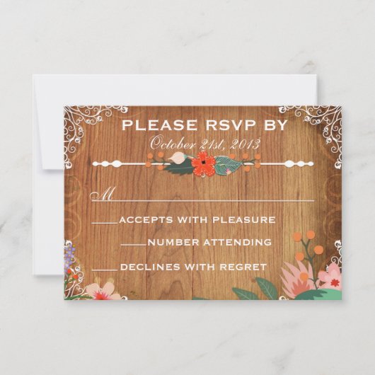 フラワール・多肉植物 ラスティックウェディング RSVP (正面)