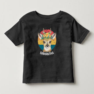 フラワーレインディア サンセット ホワイト ネーム トドラーTシャツ