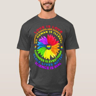 フラワーレインボーヒューマンブラックライフズライツ科学LG Tシャツ