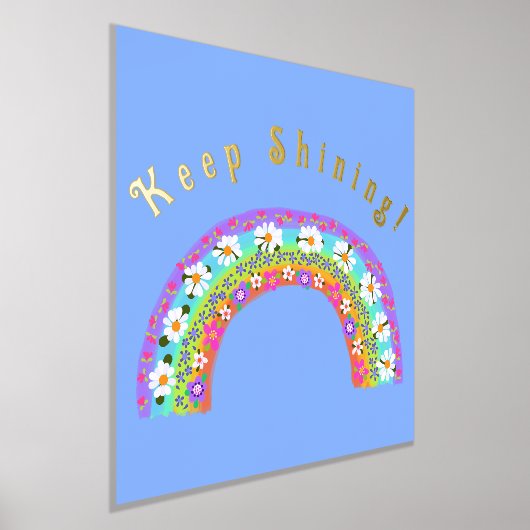 フラワーレインボー保輝く!可愛子供へい 箔ポスター (レイダウン)