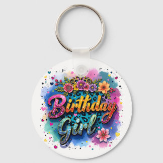 フラワーレオパード 誕生日ガール キーホルダー