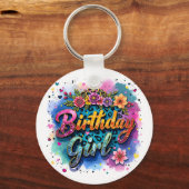 フラワーレオパード 誕生日ガール キーホルダー (正面)