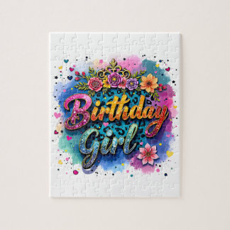 フラワーレオパード 誕生日ガール ジグソーパズル