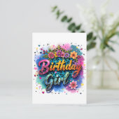 フラワーレオパード 誕生日ガール ポストカード (スタンド正面)