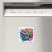 フラワーレオパード 誕生日ガール マグネット (インサイチュ (食洗機))