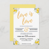 フラワーレズビアンウェディング招待状ポートレート 招待状 (正面/裏面)