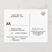 フラワーレタリングマルーンのメニュー選択RSVPポストカード インビテーションポストカード (裏面)