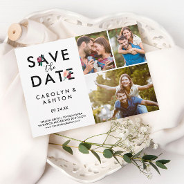 フラワーレタリングマルーン3 Photo Save the Date Card セーブザデート