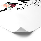 フラワーレタリング |マルーンのカードとギフトサイン ポスター (角)