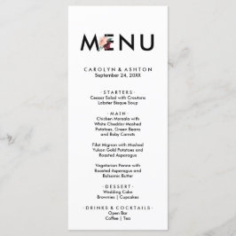 フラワーレタリング |マルーンのディナーメニューカード メニュー