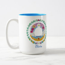 フラワーレターイニシャル「O」の名前パーソナライズされた付き