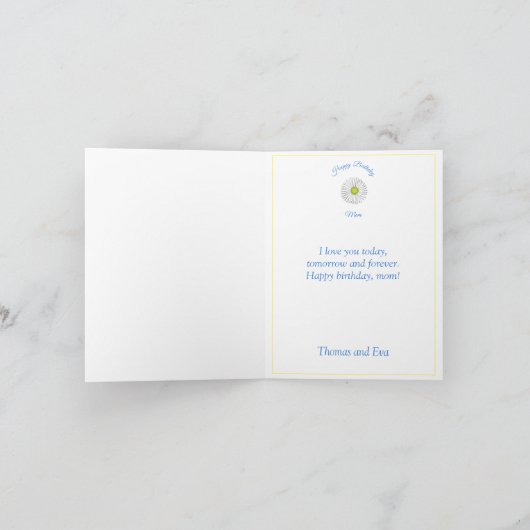 フラワーレター母パーソナライズされた誕生日カード サンキューカード (内部)