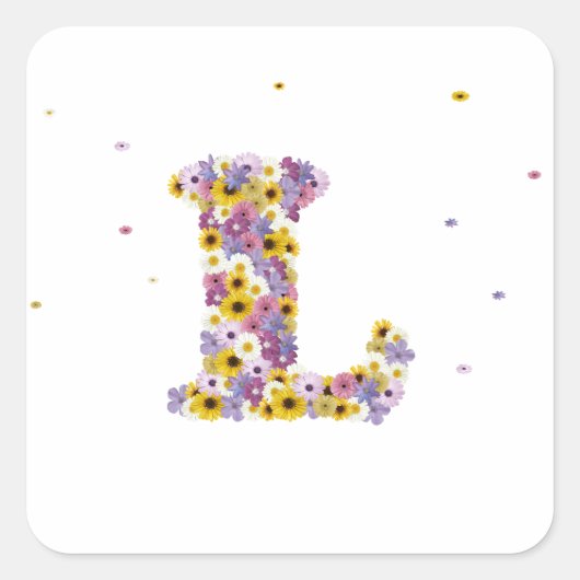 フラワーレターL スクエアシール (正面)