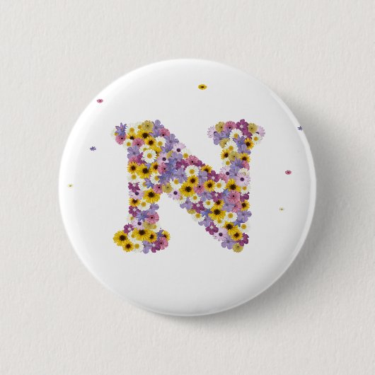 フラワーレターN 缶バッジ (正面)