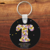フラワーレターT キーホルダー (正面)