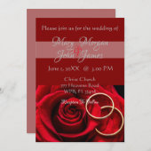 フラワーレッドローズリング ウェディング 招待状 (正面/裏面)