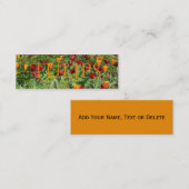 フラワーレッド&オレンジチューリップ花の写真 スキニー名刺 (正面/裏面)