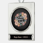 フラワーレディ熱狂するー – 《植物》百日草庭師 シルバープレートバナーオーナメント (左)