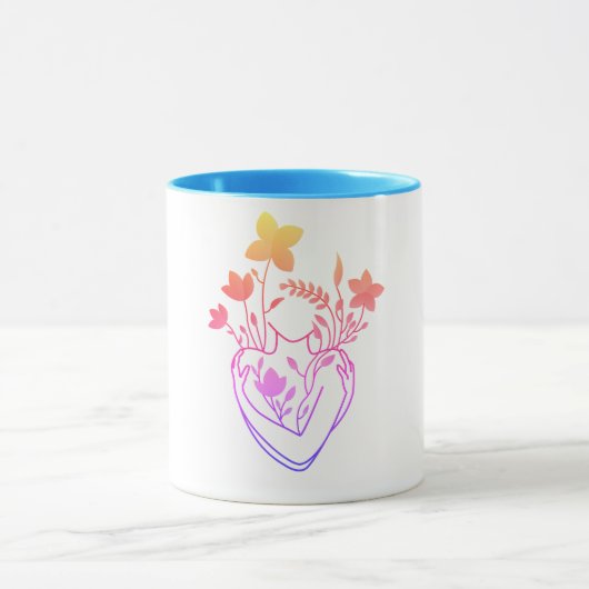 フラワーレディ – レトロブルー版 マグカップ (中央)