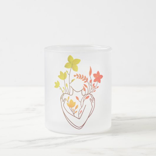 フラワーレディ – レトロ版 フロストグラスマグカップ (中央)