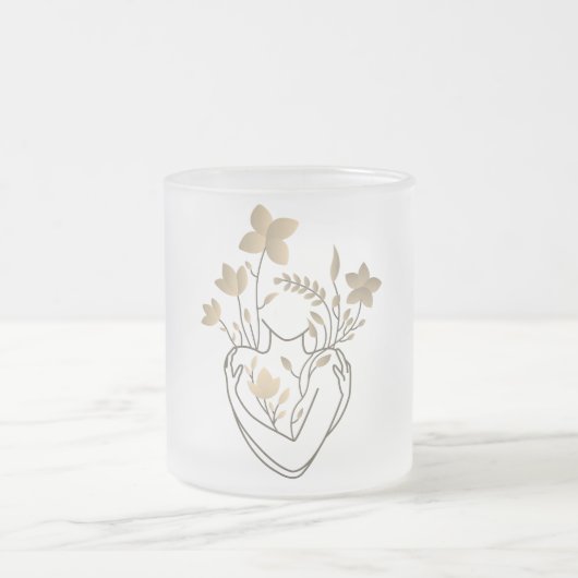 フラワーレディ – ヴィンテージ版 フロストグラスマグカップ (中央)