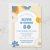 フラワーレトロビニール 60th 70th 大人の誕生日 グルーヴィー 招待状 (正面)