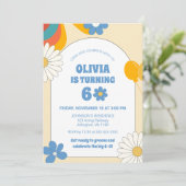 フラワーレトロビニール 60th 70th 大人の誕生日 グルーヴィー 招待状 (スタンド正面)