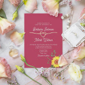フラワーレトロピンクウェディング 招待状