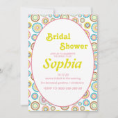 フラワーレトロ70年代のグルーヴィーなヒッピーのウェディングシャワーパーティー 招待状 (正面)