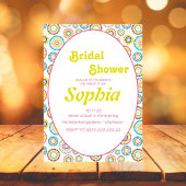 フラワーレトロ70年代のグルーヴィーなヒッピーのウェディングシャワーパーティー 招待状