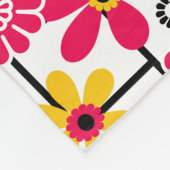 フラワーレトロ、明るいレトロ、フローラ、赤と黄色 フリースブランケット (角)