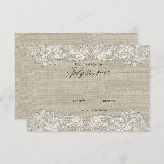 フラワーレースデザインのウェディングレスポンス 出欠カード (正面/裏面)