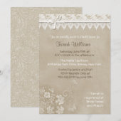 フラワーレース蝶のウェディング 招待状 (正面/裏面)