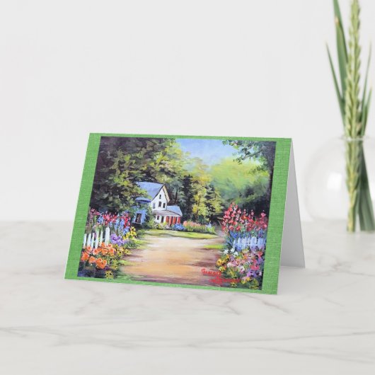 フラワーレーンカントリーホームオンダートパスグリーティングカー サンキューカード (正面)
