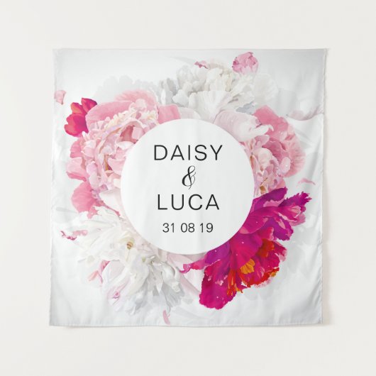 フラワーローズウェディングバックドロップタペストリーフォトブース タペストリー (正面)