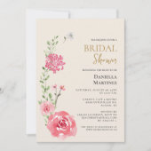 フラワーローズ水彩色のウェディングシャワーの招待状 招待状 (正面)
