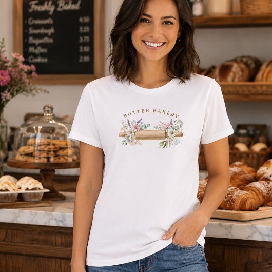 フラワーローリングピンのパン屋ビジネス Tシャツ